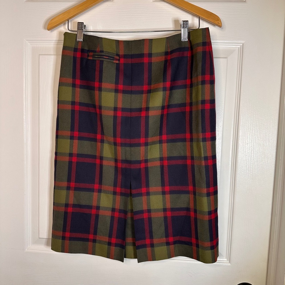 Blarney Woollen Mills Plaid Wool‎ Pencil Skirt Green Navy Red Made in Ireland - Picture 2 of 7